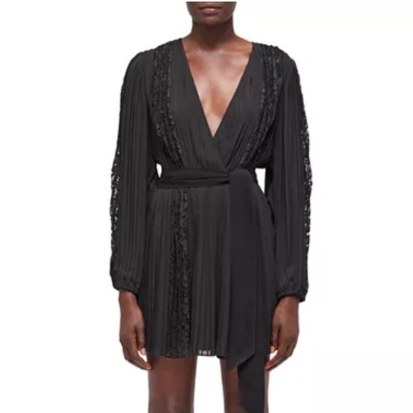 The Kooples Lace Trim Pleated Dress